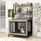 MDF Metal Dog Crate with Storage Shelves and Wheels and Flip-Top